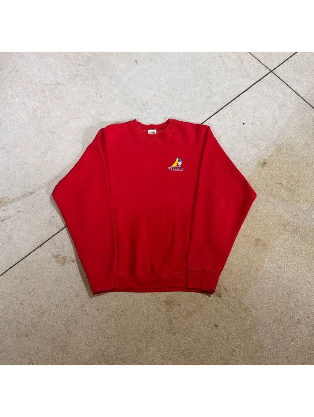Vintage 90s Toronto Canada Sweatshirt Large Fruit of the Loom USA Sailboat